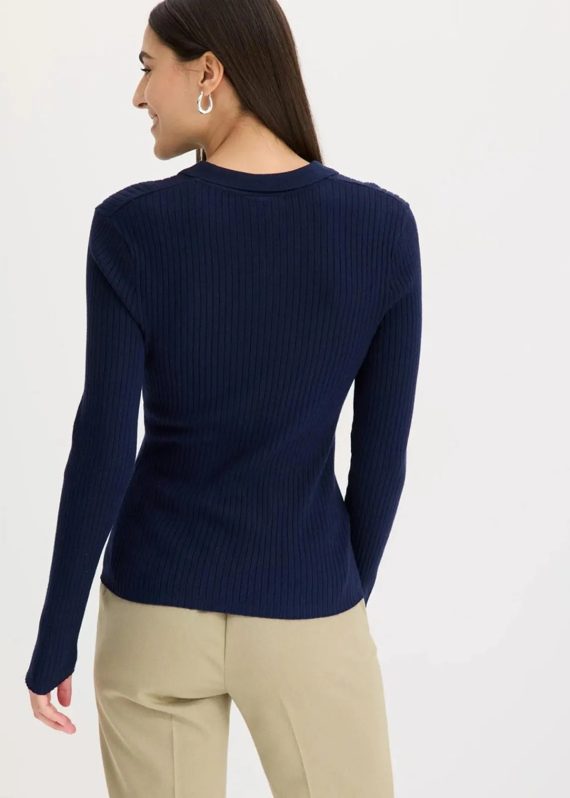 bonprix Nachhaltigere Materialien^Ripp-Strickpullover aus Viskose-Mix dunkelblau