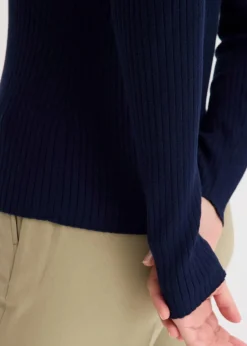 bonprix Nachhaltigere Materialien^Ripp-Strickpullover aus Viskose-Mix dunkelblau