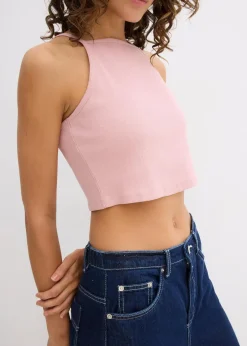 bonprix Nachhaltigere Materialien|Shirts & Tops^Ripp-Top aus reiner Bio-Baumwolle aschrosa