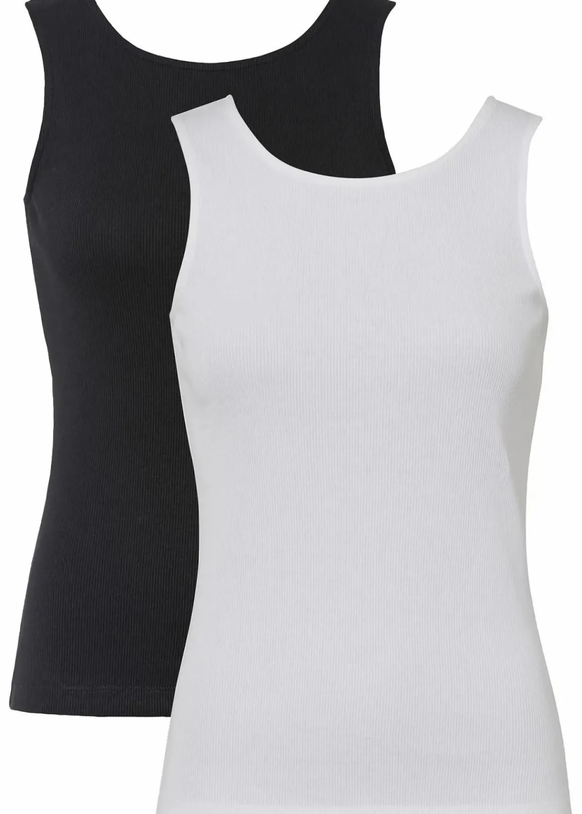 bonprix Nachhaltigere Materialien|Shirts & Tops^Ripp-Top aus reiner Bio-Baumwolle (2er Pack) schwarz+weiß