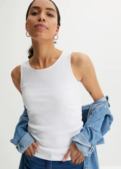 bonprix Nachhaltigere Materialien|Shirts & Tops^Ripp-Top aus reiner Bio-Baumwolle (2er Pack) schwarz+weiß