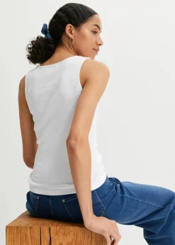 bonprix Nachhaltigere Materialien|Shirts & Tops^Ripp-Top aus reiner Bio-Baumwolle (2er Pack) schwarz+weiß