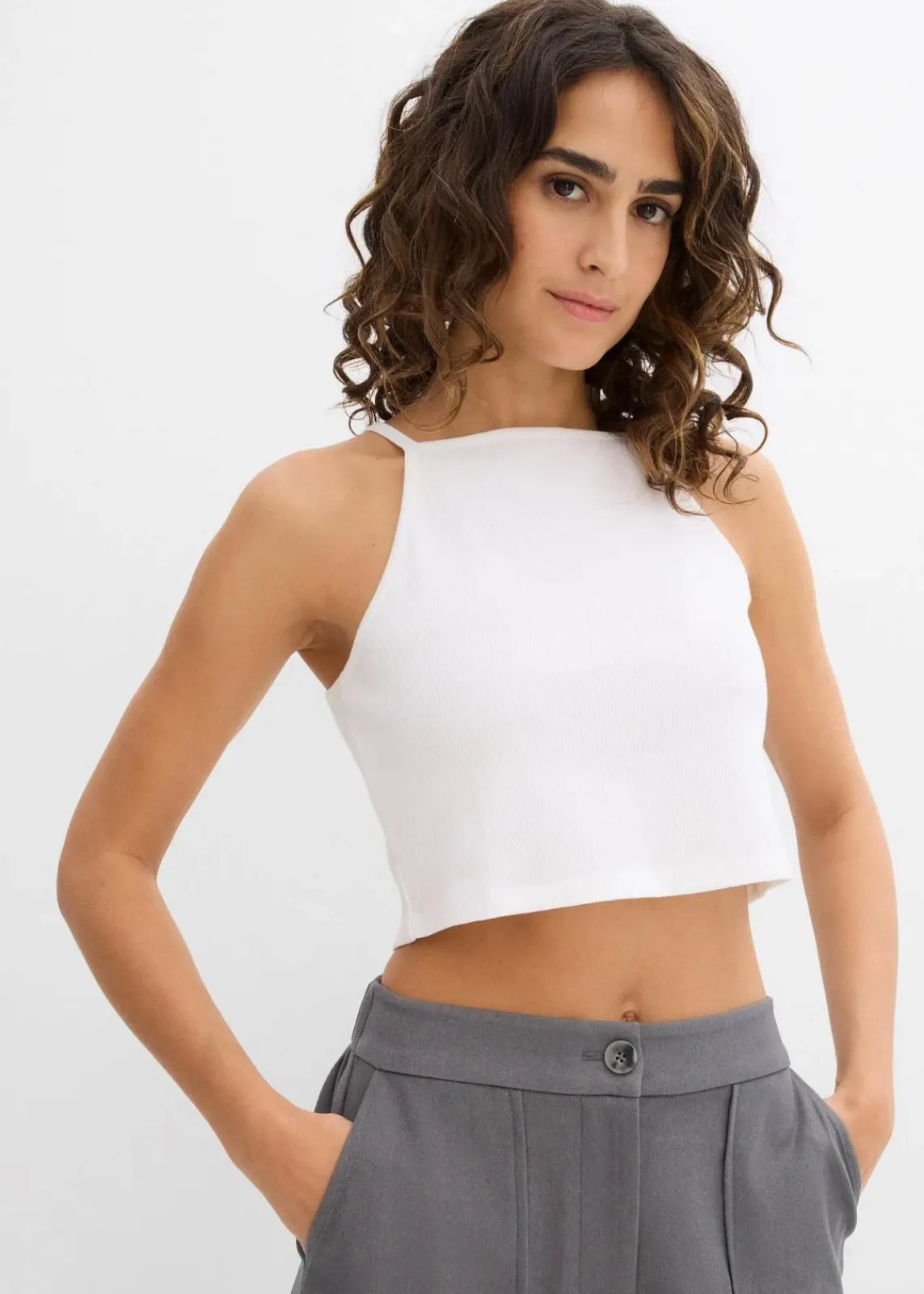 bonprix Shirts & Tops|Nachhaltigere Materialien^Ripp-Top aus reiner Bio-Baumwolle weiß