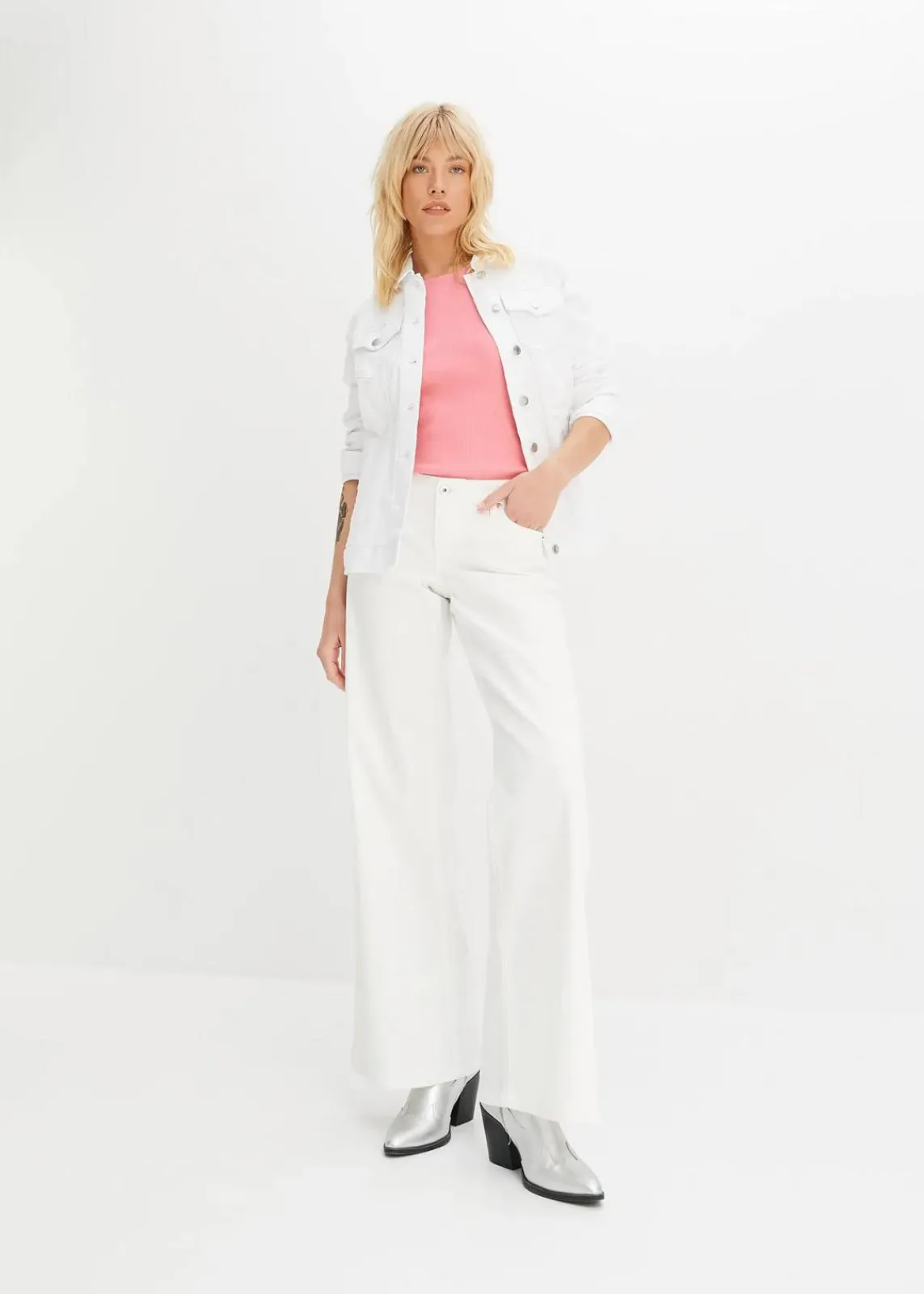 bonprix Basics|Shirts & Tops^Ripp-Top aus reiner Bio-Baumwolle (2er Pack) weiß+knallrosa