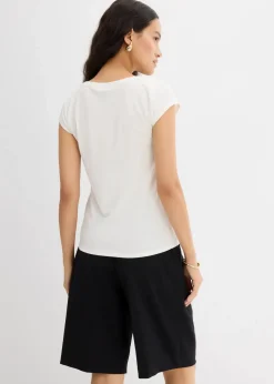 bonprix Shirts & Tops^Ripp-Top aus softem Modal-Mix wollweiß
