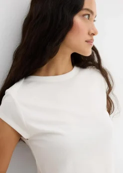 bonprix Shirts & Tops^Ripp-Top aus softem Modal-Mix wollweiß