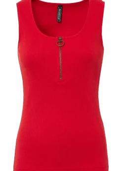 bonprix Shirts & Tops|Nachhaltigere Materialien^Ripp-Top mit Reißverschluss erdbeere