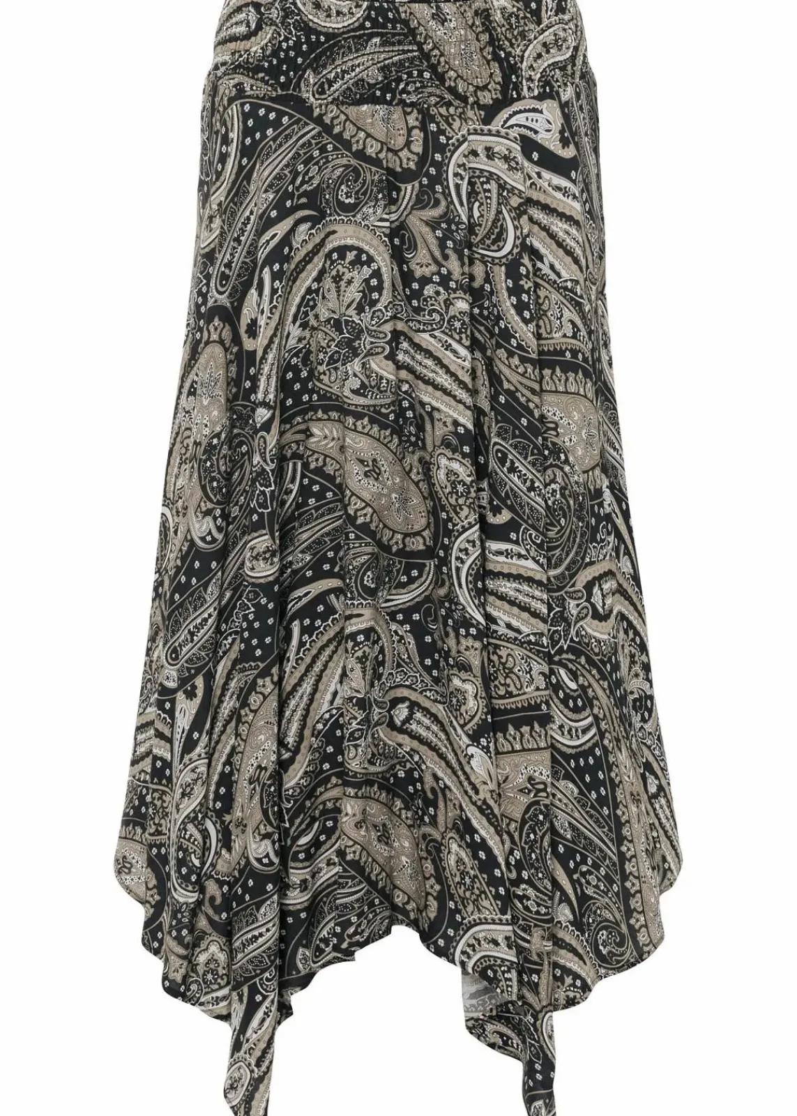 bonprix Röcke|Nachhaltigere Materialien^Rock mit asymmetrischem Saum schwarz / sandbeige paisley