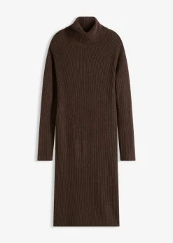 bonprix Bekleidung·Umstandsmode|Bekleidung·Pullover & Strickjacken^Rollkragen Rippstrickkleid lehmbraun
