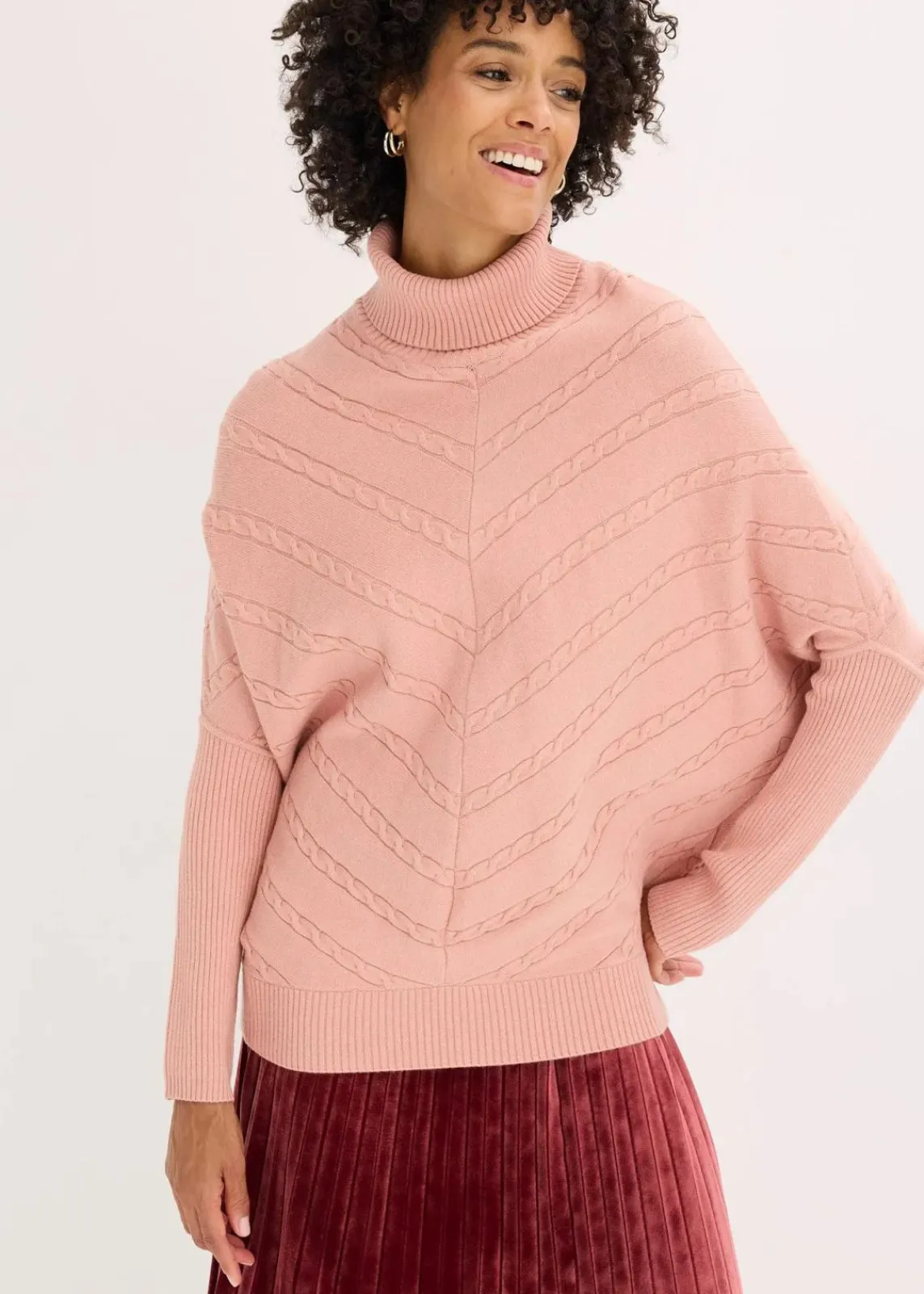 bonprix Bekleidung·Umstandsmode|Strickmode^Rollkragenpullover vintagerosa