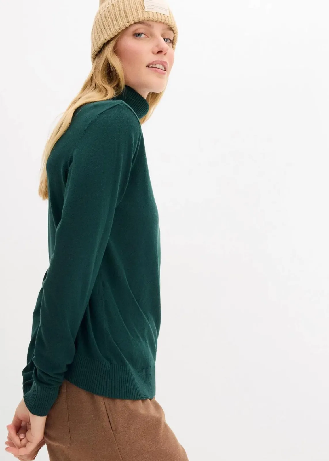 bonprix Pullover & Strickjacken|Basics^Rollkragenpullover tiefgrün