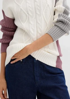 bonprix Bekleidung·Umstandsmode|Bekleidung·Jeans^Rollkragenpullover wollweiß/schattengrau/matt violett sonstige