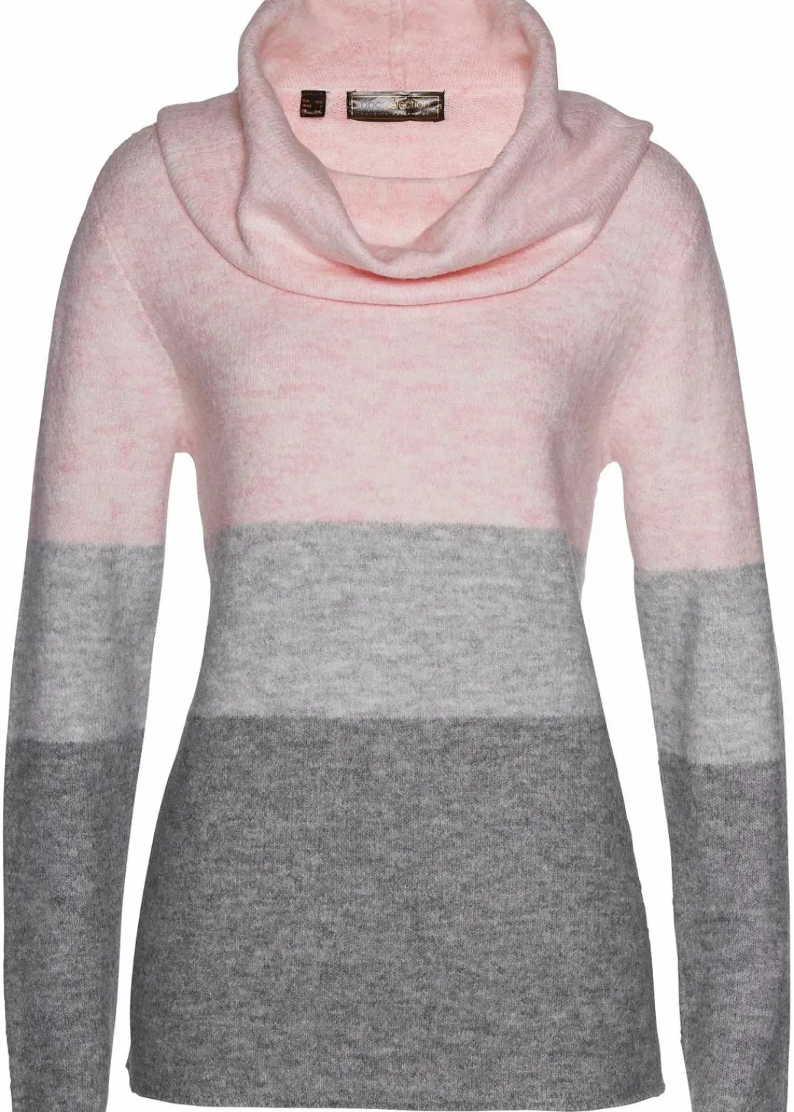 bonprix Bekleidung·Umstandsmode|Strickmode^Rollkragenpullover zartrosa/grau meliert gestreift
