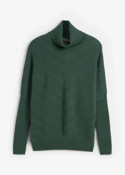bonprix Pullover & Strickjacken|Bekleidung·Jeans^Rollkragenpullover dunkelgrün