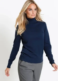 bonprix Pullover & Strickjacken|Basics^Rollkragenpullover dunkelblau