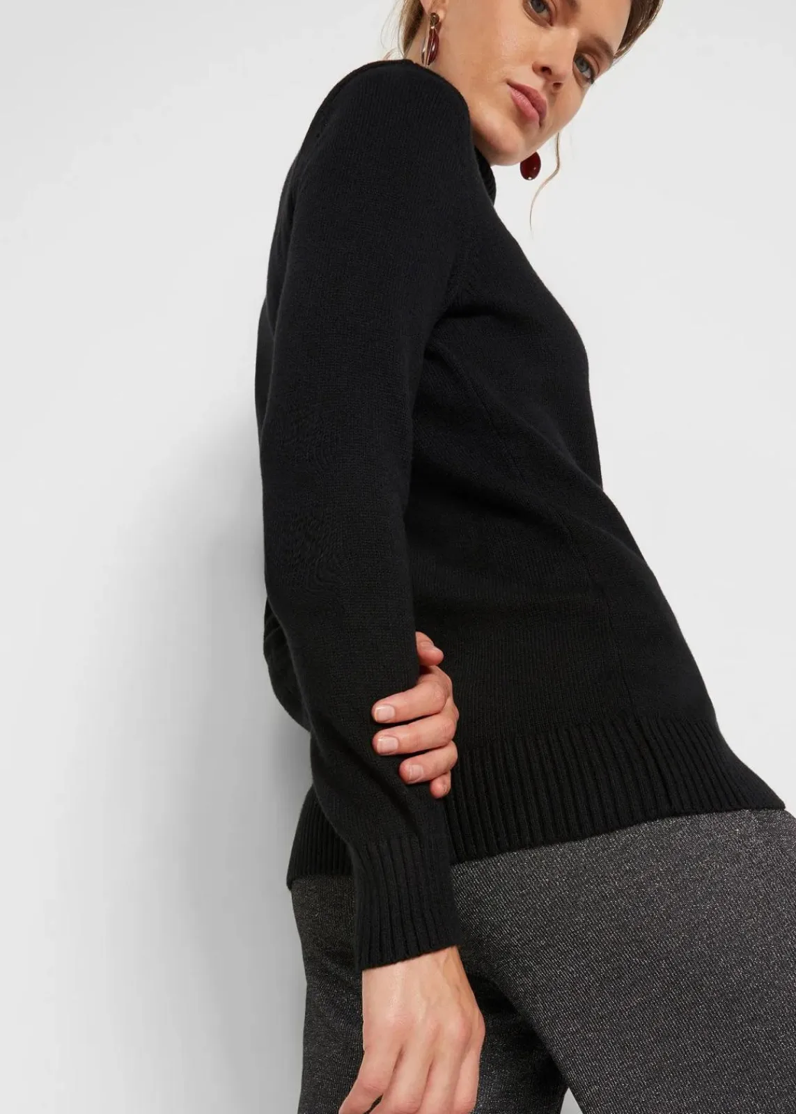 bonprix Bekleidung·Umstandsmode|Strickmode^Rollkragenpullover schwarz