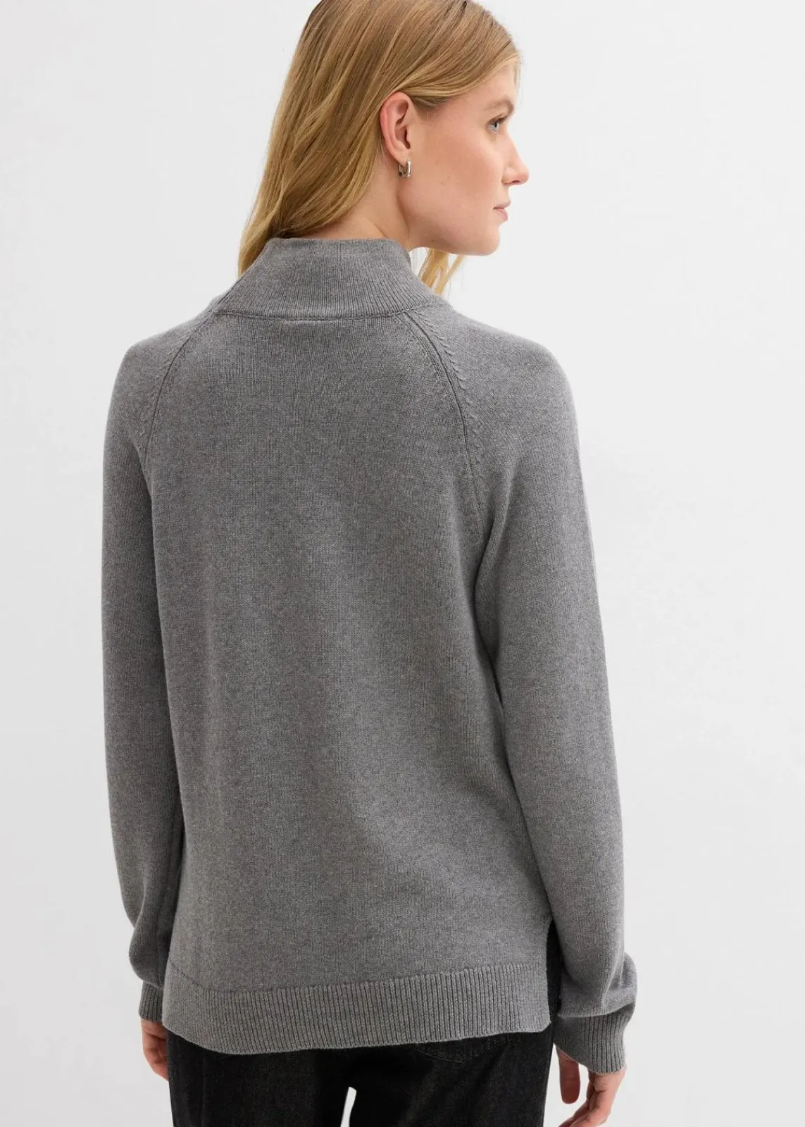 bonprix Bekleidung·Umstandsmode|Strickmode^Rollkragenpullover aus reiner Baumwolle grau meliert meliert
