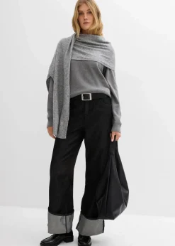 bonprix Bekleidung·Umstandsmode|Strickmode^Rollkragenpullover aus reiner Baumwolle grau meliert meliert