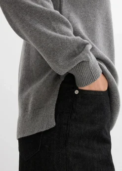 bonprix Bekleidung·Umstandsmode|Strickmode^Rollkragenpullover aus reiner Baumwolle grau meliert meliert