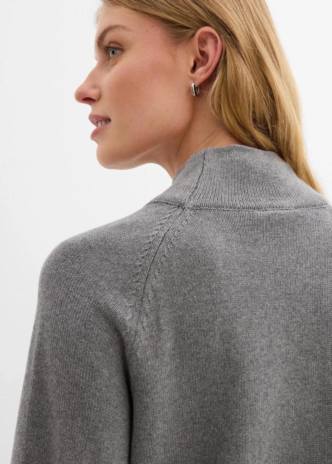 bonprix Bekleidung·Umstandsmode|Strickmode^Rollkragenpullover aus reiner Baumwolle grau meliert meliert