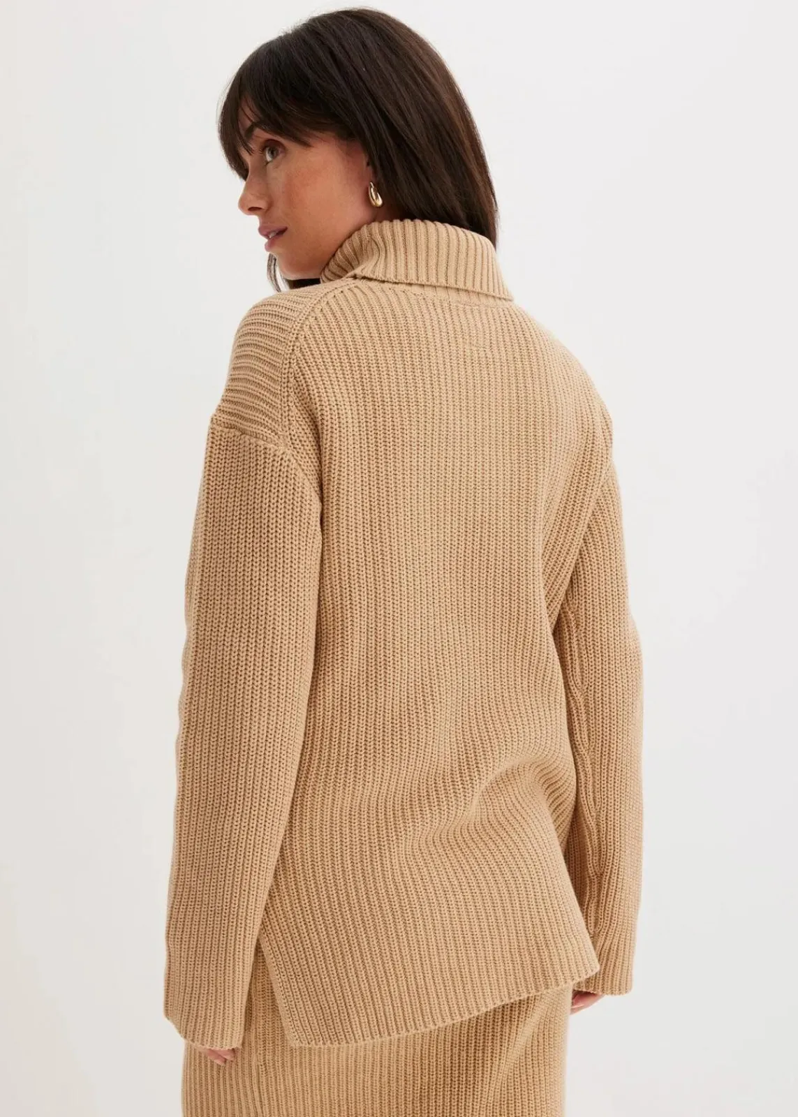 bonprix Pullover & Strickjacken|Strickmode^Rollkragenpullover aus reiner Baumwolle latte macchiato