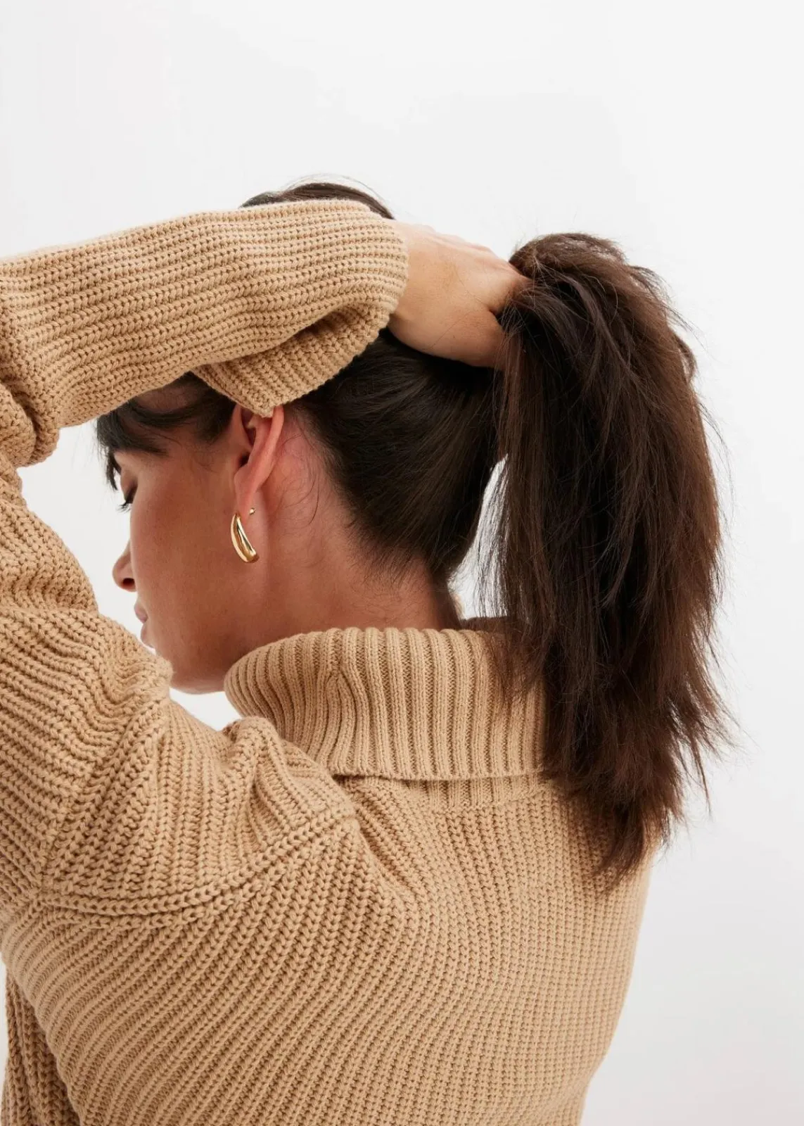 bonprix Pullover & Strickjacken|Strickmode^Rollkragenpullover aus reiner Baumwolle latte macchiato