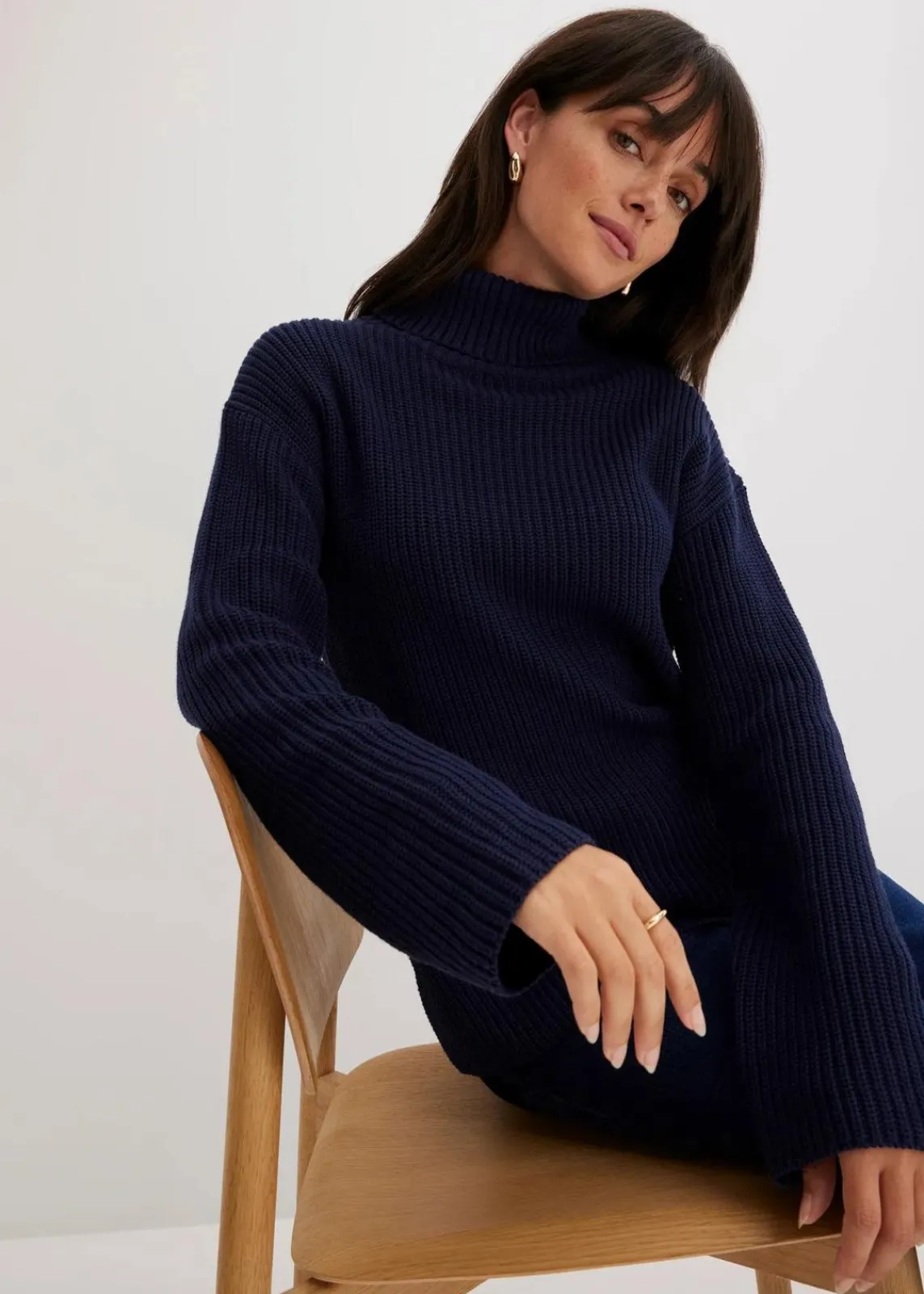 bonprix Bekleidung·Umstandsmode|Bekleidung·Jeans^Rollkragenpullover aus reiner Baumwolle dunkelblau