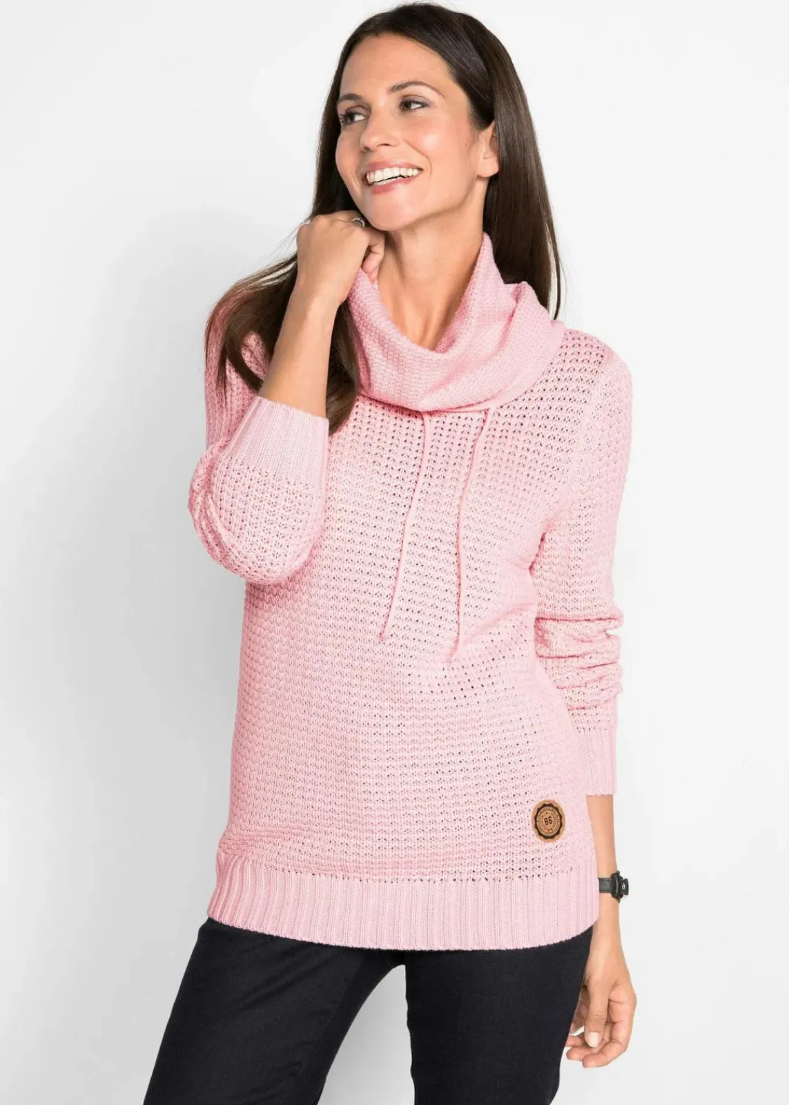 bonprix Bekleidung·Umstandsmode|Pullover & Strickjacken^Rollkragenpullover mit Kordeln zartrosa