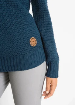 bonprix Pullover & Strickjacken|Strickmode^Rollkragenpullover mit Kordeln dunkelblau