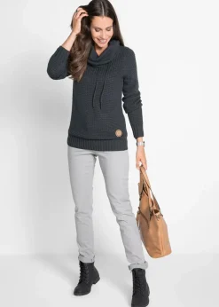 bonprix Bekleidung·Umstandsmode|Pullover & Strickjacken^Rollkragenpullover mit Kordeln schwarz