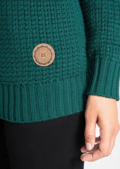 bonprix Pullover & Strickjacken|Strickmode^Rollkragenpullover mit Kordeln tiefgrün