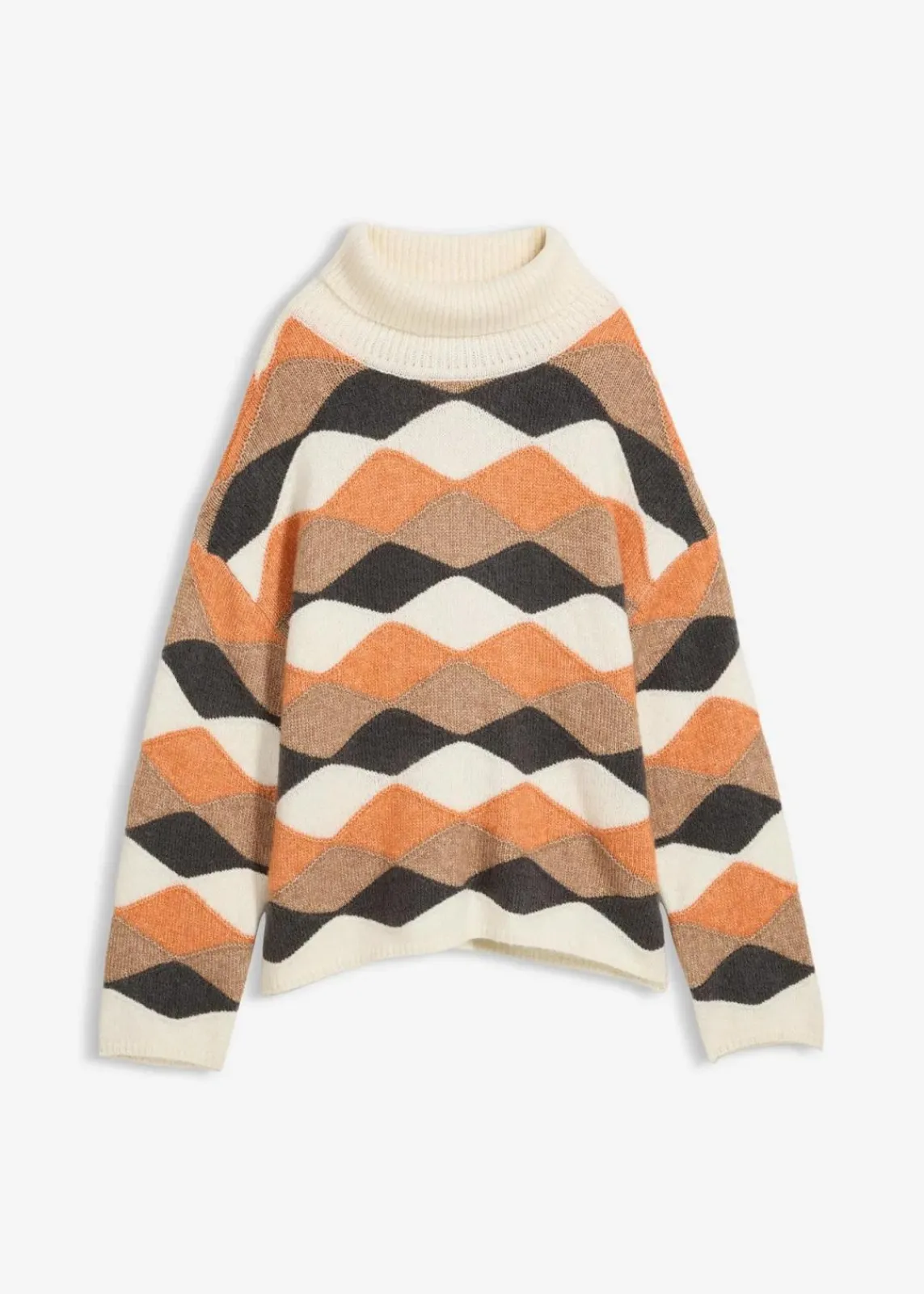 bonprix Bekleidung·Umstandsmode|Strickmode^Rollkragenpullover mit Muster natur/kupfer/camel/schiefergrau