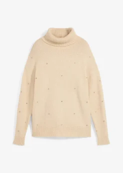bonprix Bekleidung·Umstandsmode|Bekleidung·Jeans^Rollkragenpullover mit Strasssteinen beige