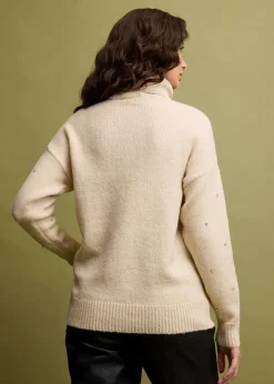 bonprix Bekleidung·Umstandsmode|Bekleidung·Jeans^Rollkragenpullover mit Strasssteinen beige