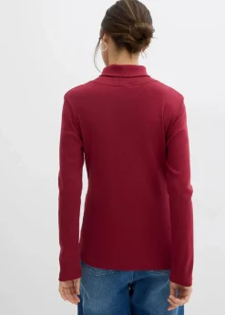 bonprix Nachhaltigere Materialien|Shirts & Tops^Rollkragenshirt aus reiner Baumwolle pflaumenrot