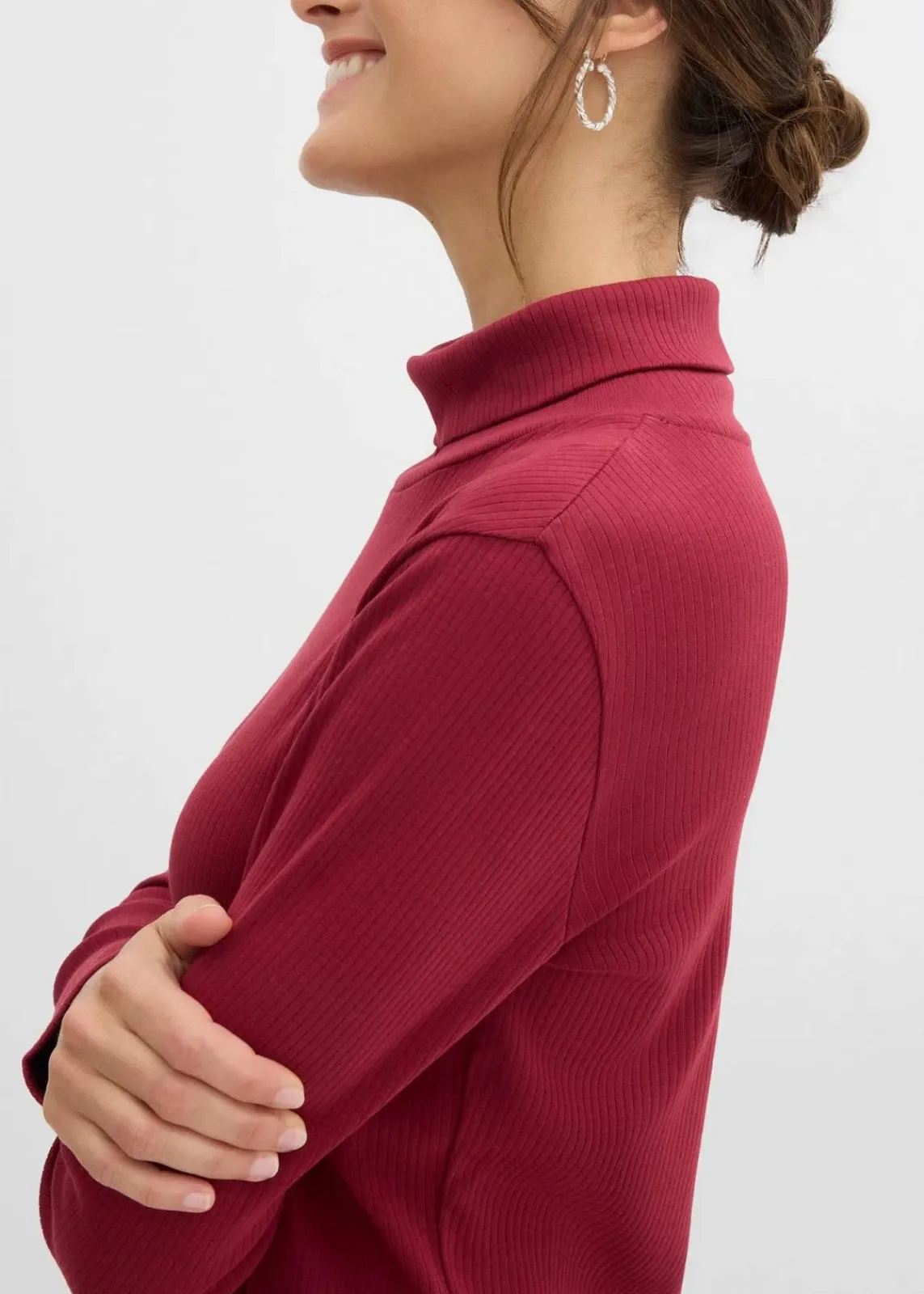bonprix Nachhaltigere Materialien|Shirts & Tops^Rollkragenshirt aus reiner Baumwolle pflaumenrot