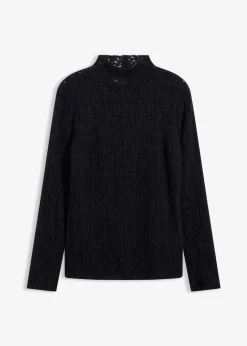 bonprix Shirts & Tops^Rollkragenshirt aus Spitze schwarz