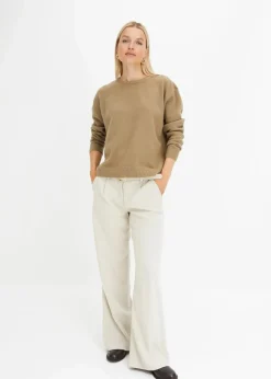 bonprix Strickmode|Pullover & Strickjacken^Rundhalspullover mit überschnittener Schulter new khaki