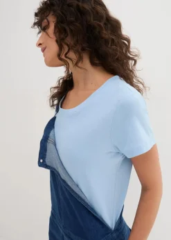 bonprix Shirts & Tops|Basics^Rundhals-Shirt (5er-Pack) hellkoralle + hummer + hellblau + azurblau + weiß