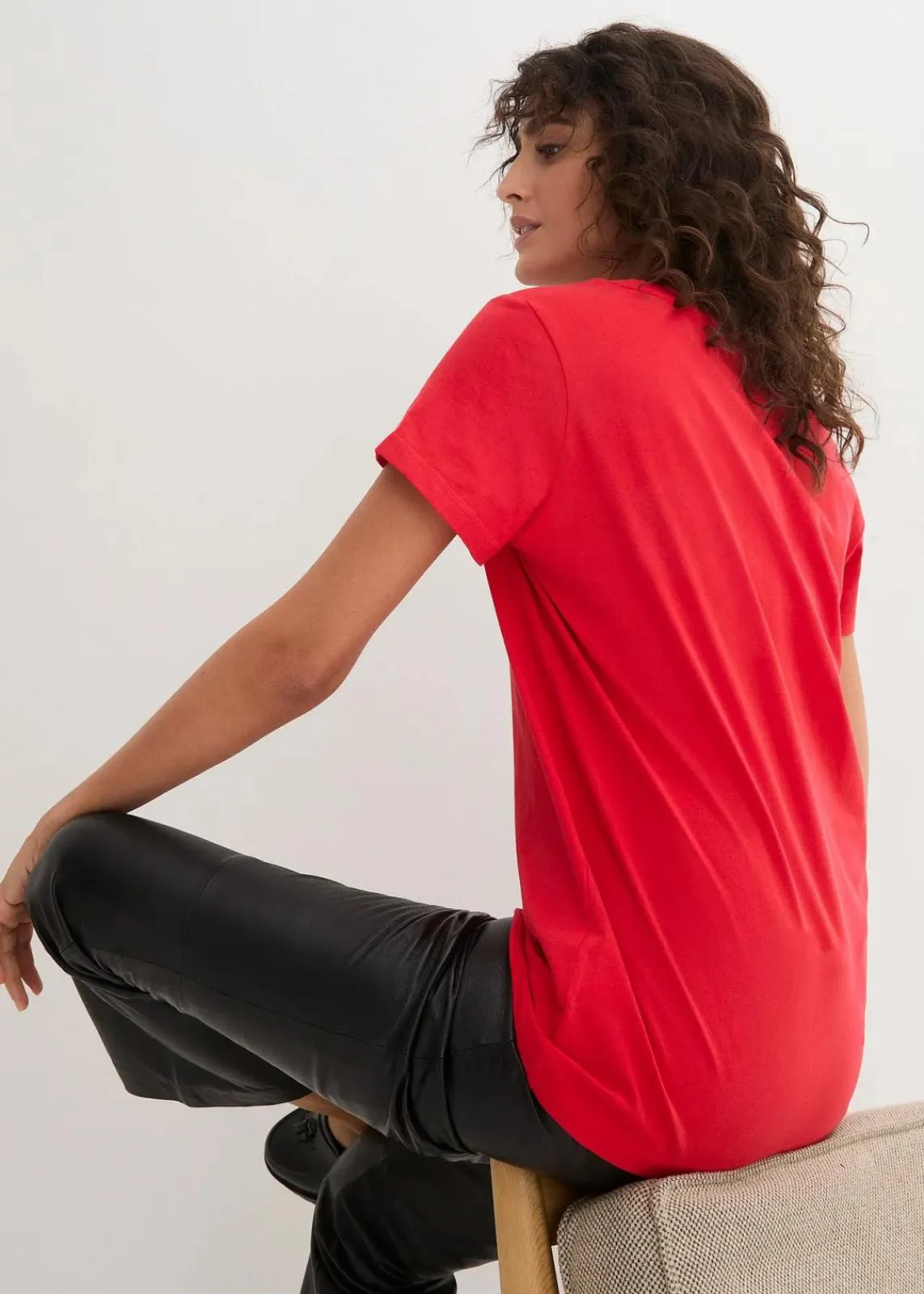 bonprix Shirts & Tops|Basics^Rundhals-Shirt (5er-Pack) erdbeere + weiß + hellgrau meliert + dunkelblau + schwarz