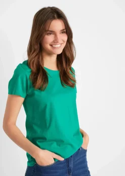 bonprix Shirts & Tops|Basics^Rundhals-Shirt (5er-Pack) smaragd + weinbeere + mittelfuchsia + weiß + minzegrün
