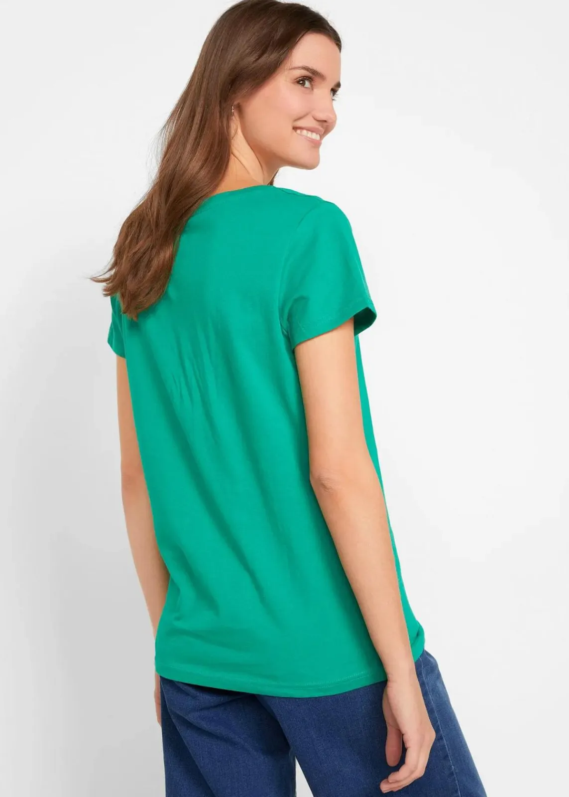 bonprix Shirts & Tops|Basics^Rundhals-Shirt (5er-Pack) smaragd + weinbeere + mittelfuchsia + weiß + minzegrün