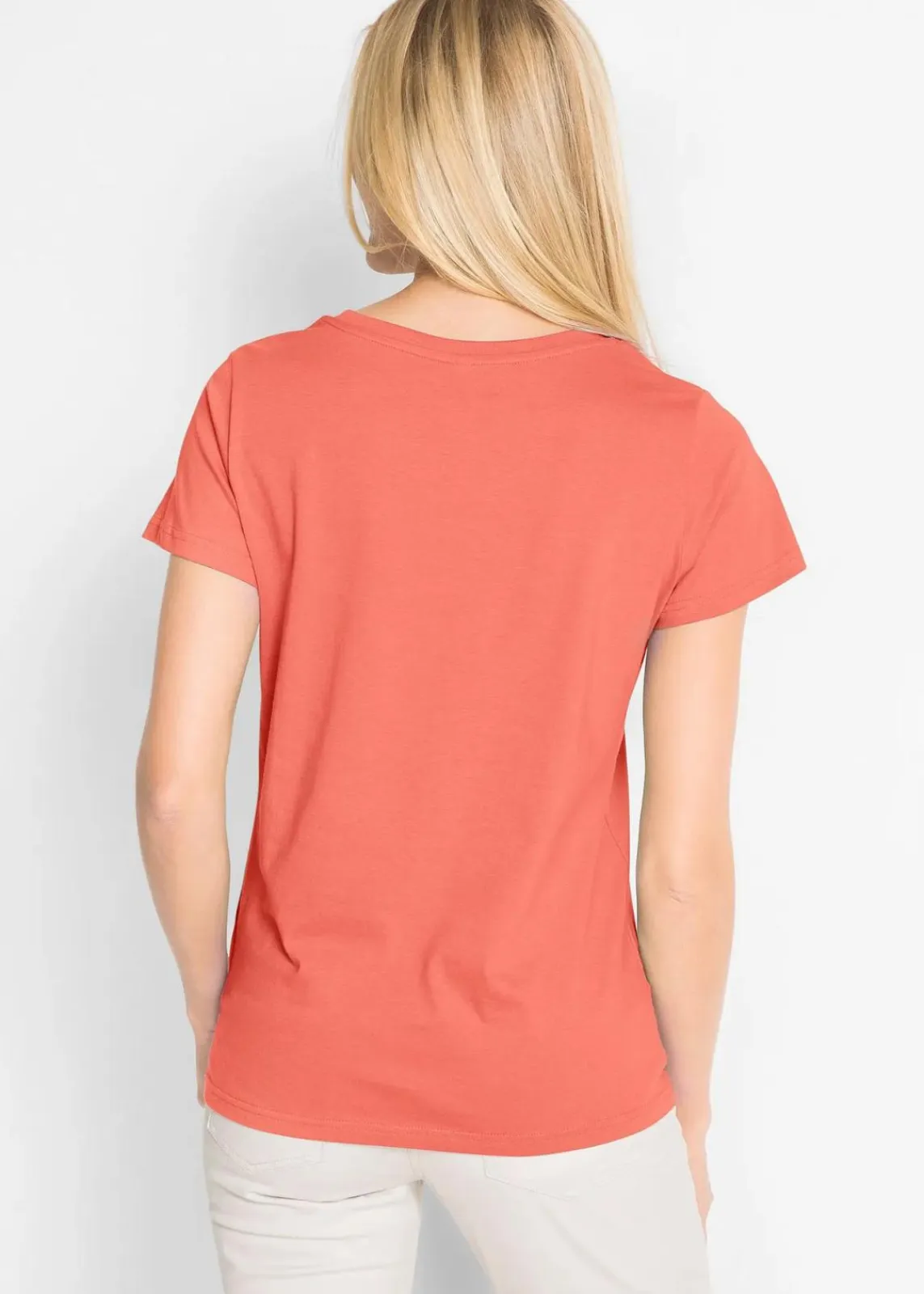 bonprix Shirts & Tops|Basics^Rundhals-Shirt (5er-Pack) lachsorange + azurblau + helllimone + smaragd + weiß