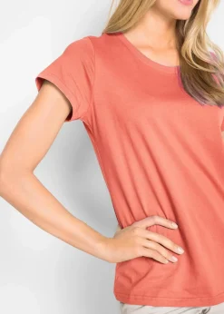 bonprix Shirts & Tops|Basics^Rundhals-Shirt (5er-Pack) lachsorange + azurblau + helllimone + smaragd + weiß