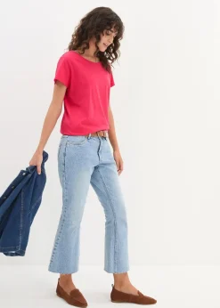 bonprix Shirts & Tops|Basics^Rundhals-Shirt (5er-Pack) hibiskuspink + hellgrau meliert + weiß + dunkelblau + schwarz
