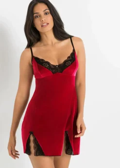 bonprix Wäsche·Corsagen & Negligés|Wäsche·Dessous^Samtkleid rot/schwarz