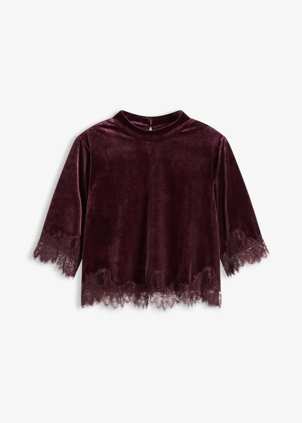 bonprix Shirts & Tops^Samtshirt mit Spitze weinrot