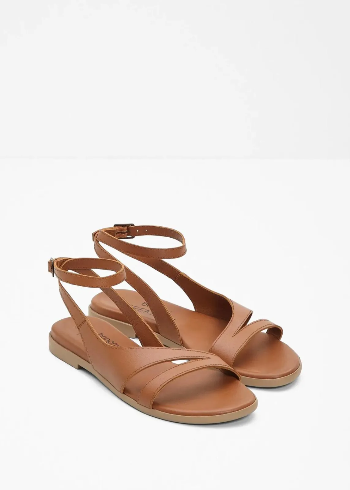 bonprix Sommerschuhe|Premium^Sandalen aus Leder cognac