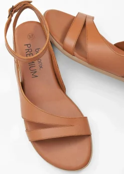 bonprix Sommerschuhe|Premium^Sandalen aus Leder cognac