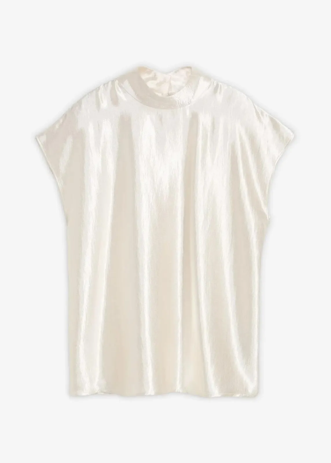 bonprix Bekleidung·Jacken & Mäntel|Blusen & Tuniken^Satin Blusentop mit halbhohem Kragen perlweiß